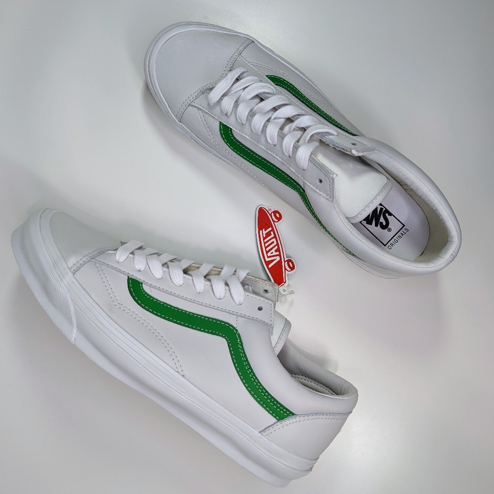 Vans Vault OG STYLE 36 LX Green True White Skateboard Leather Sneakers Men 11.5